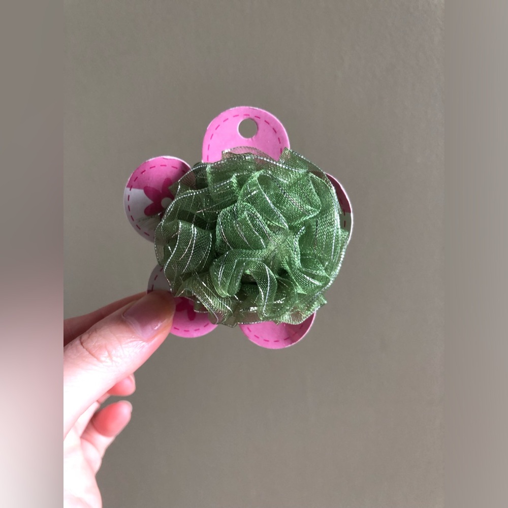 New Children girls Green Mesh chiffon Flower Hair tie Accessory